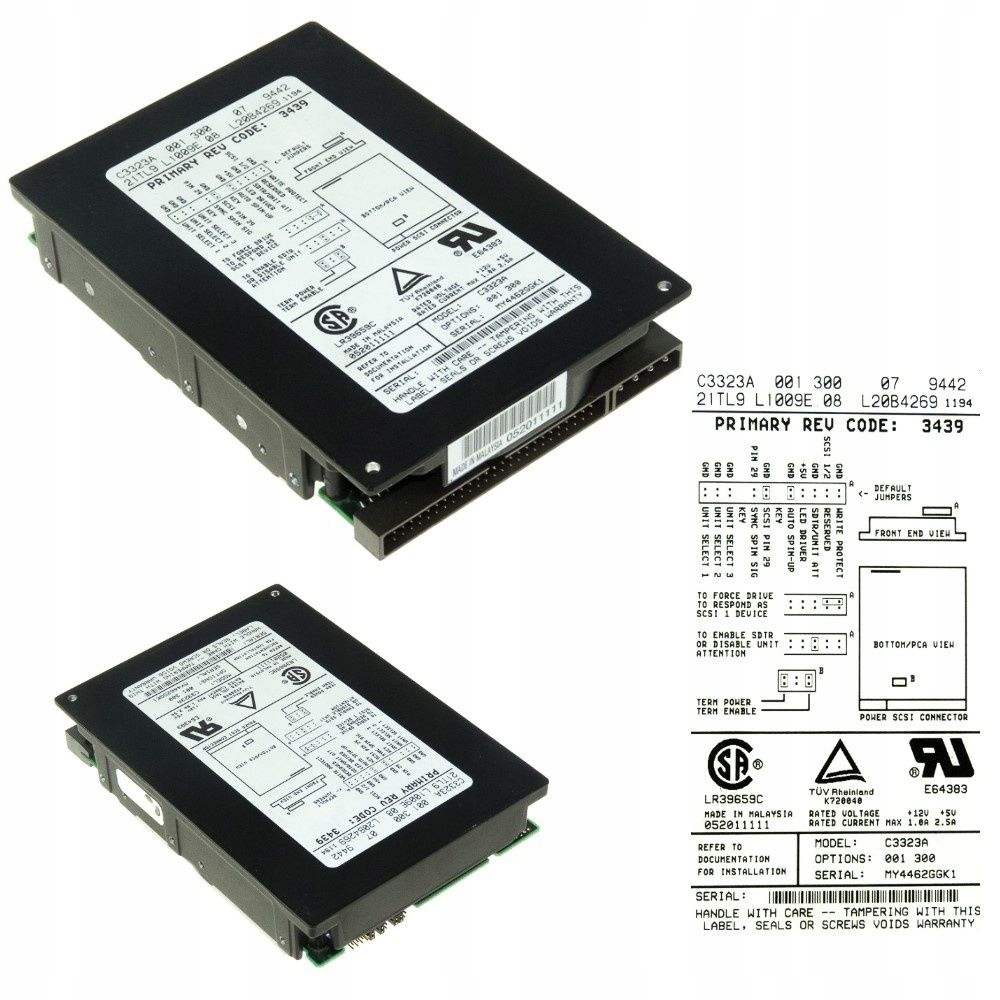 Hdd Hp C3323A 1.05GB 5.4K 512KB Scsi 50-PIN 3.5''