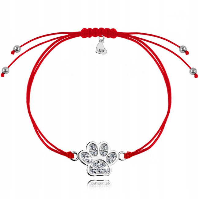 

Bransoletka srebrna red Łapka i Swarovski Pudełko!