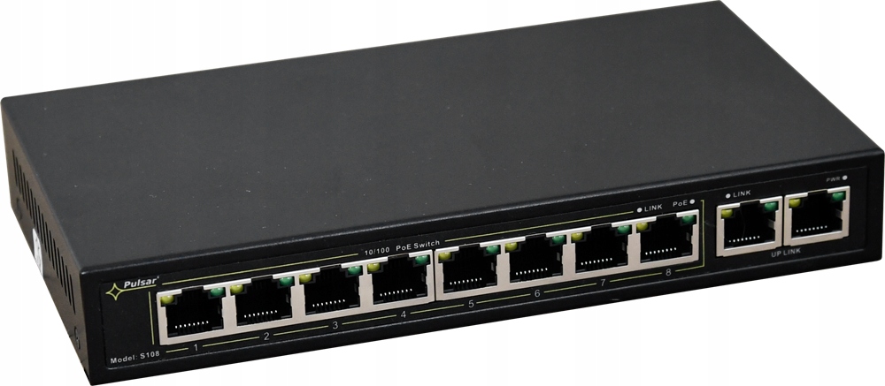 Switch PoE Pulsar S108-90W 10-portowy do 8 kamer