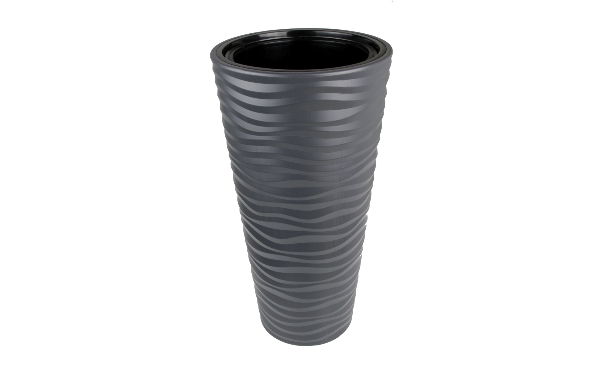 Doniczka okrągła Sahara Dunes Slim 30 | Antracyt — 16