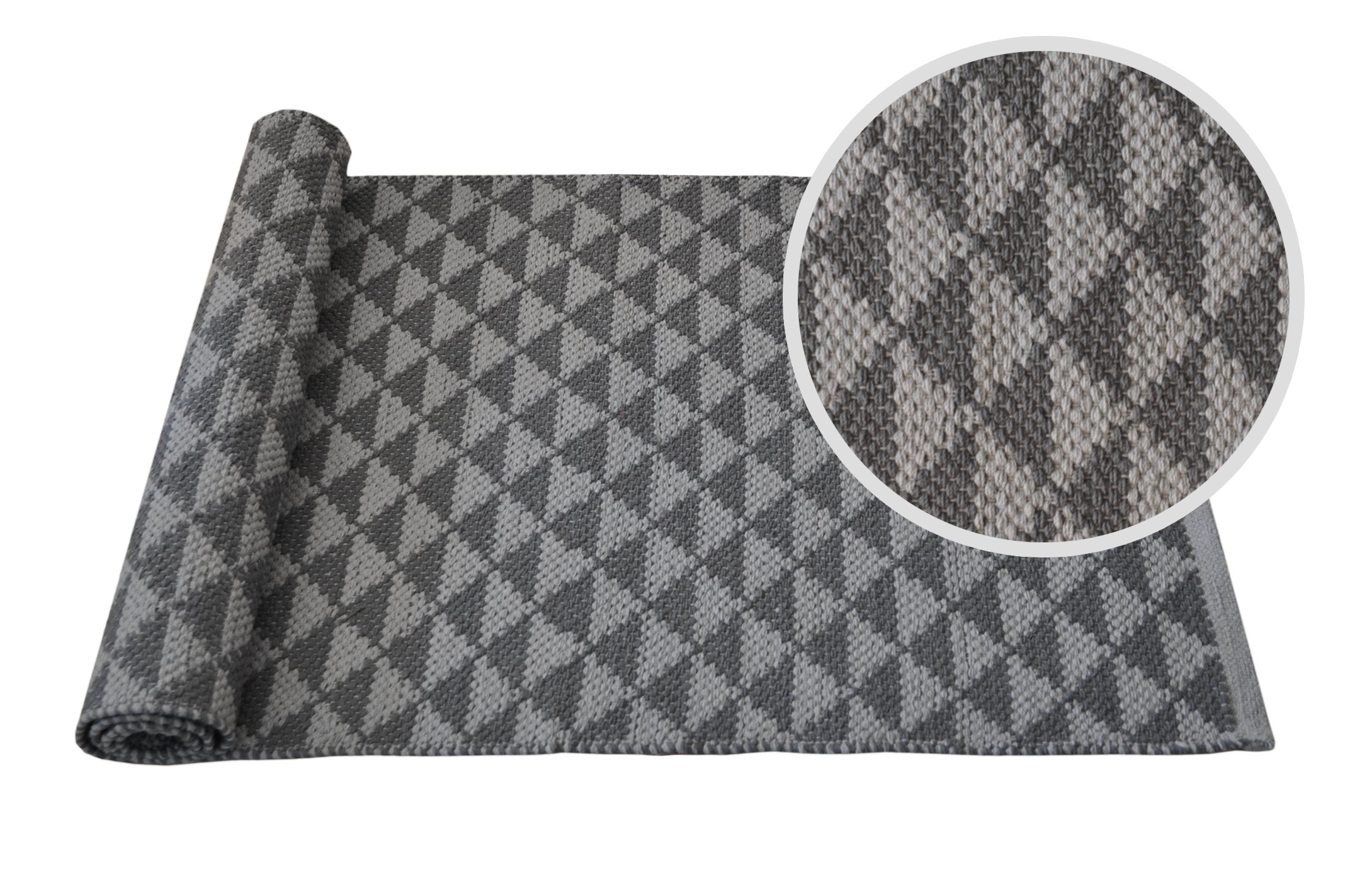 

Piękny dywan 60x140 geometryczny hand made szary