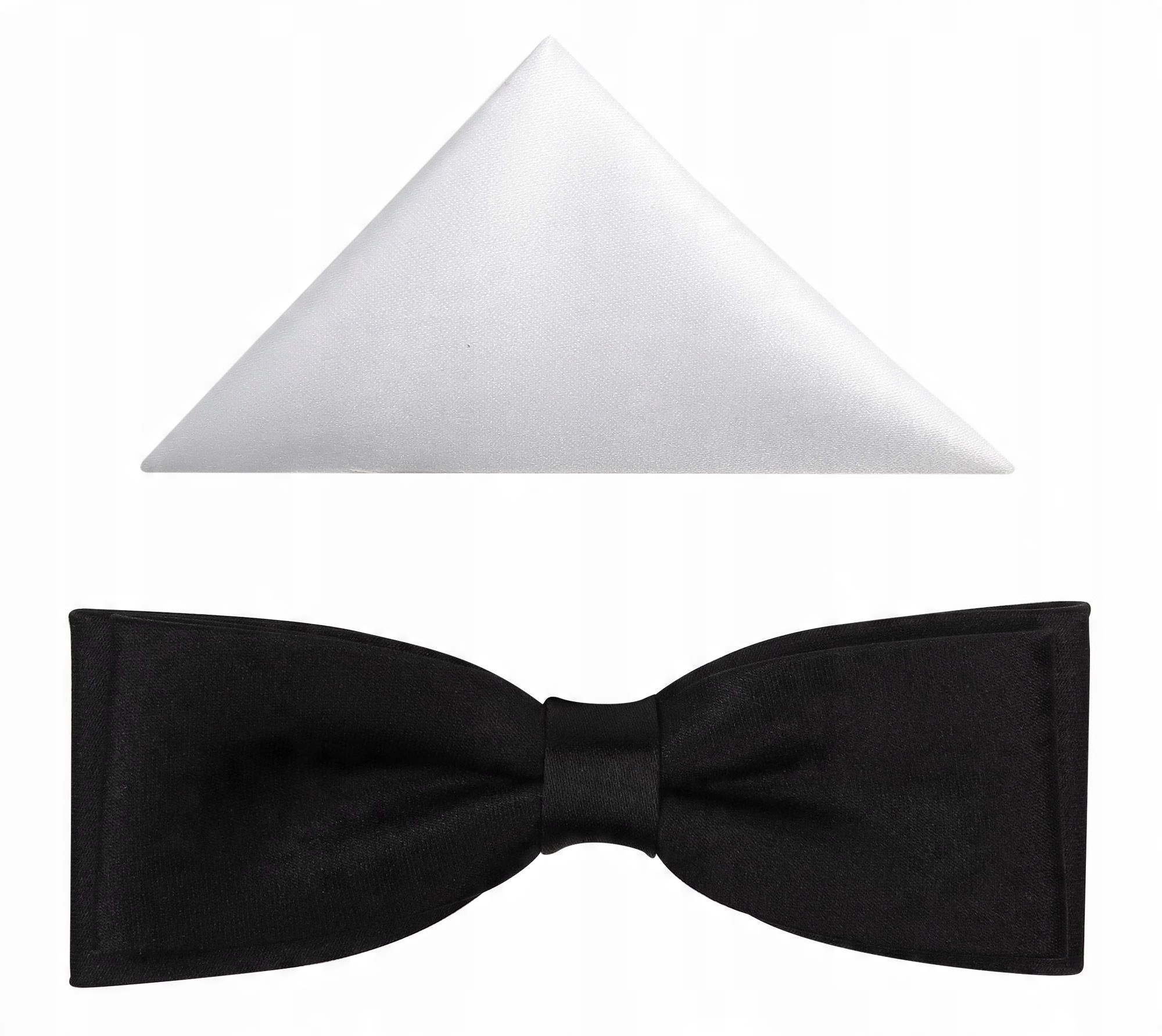 

Czarna mucha męska slim + biała poszetka Elegancja