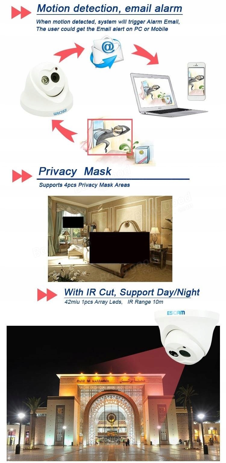 KAMERA IP SIECIOWA HD DZIEŃ/NOC QD100 Marka Inna