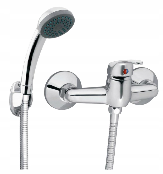 BATERIA PRYSZNICOWA ŚCIENNA CHROM NATRYSK ZESTAW + WĄŻ SŁUCHAWKA DO KABIN Linia Focus