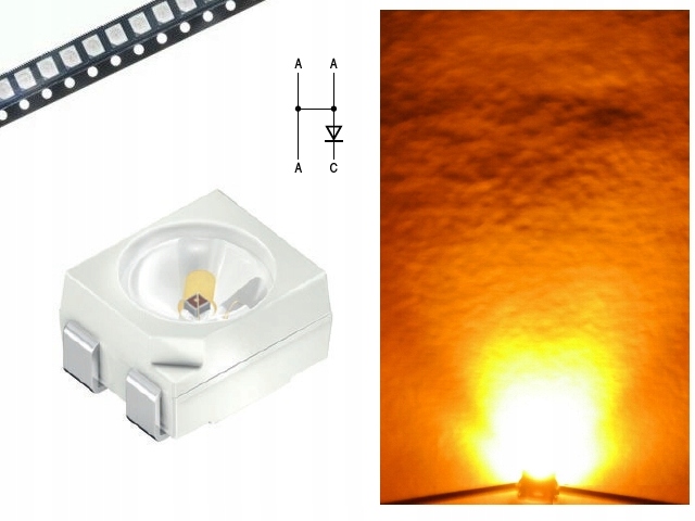 Dioda LED żółta-pomarańczowa PLCC4 2520mcd 593nm