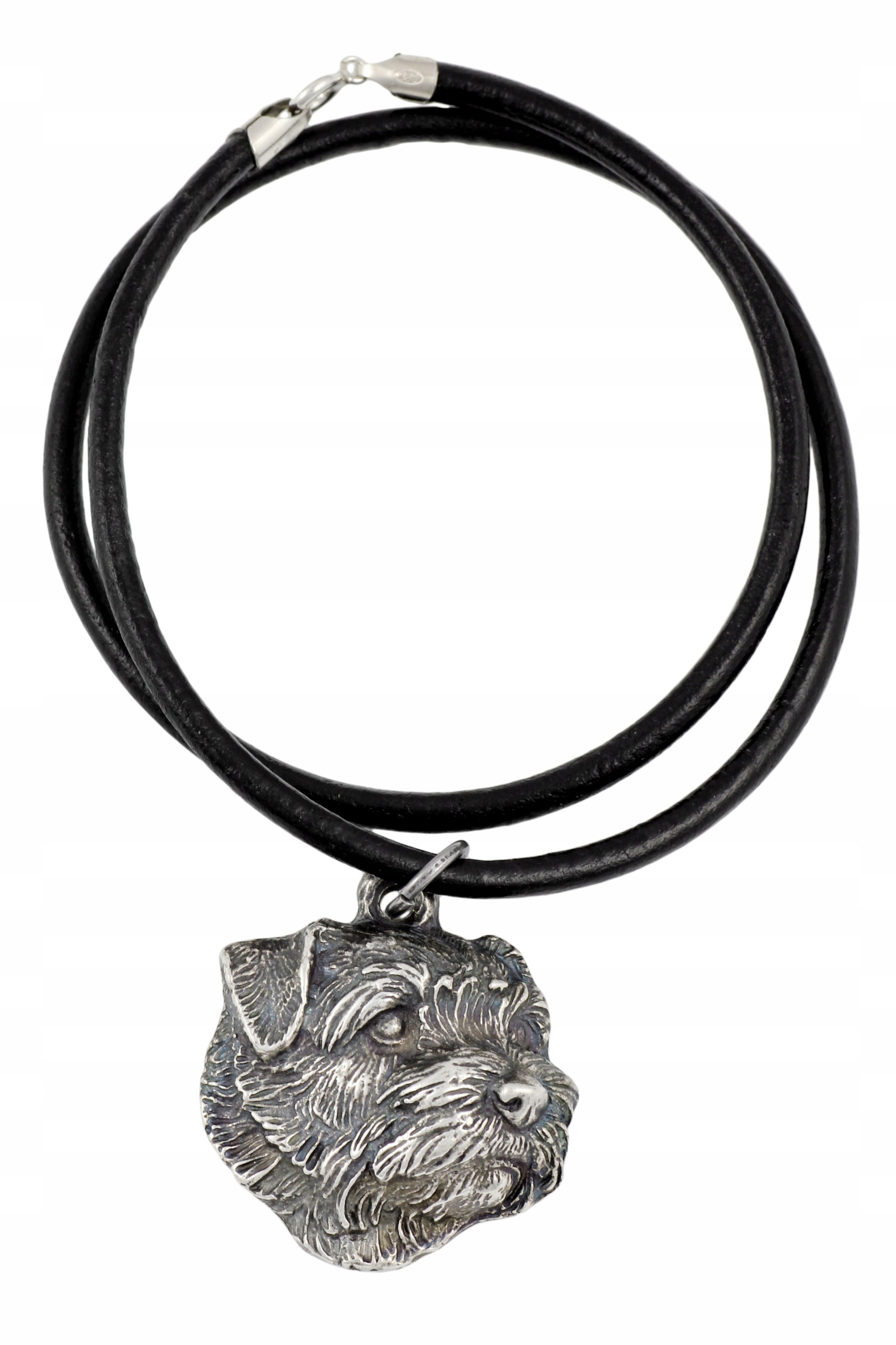 

Norfolk Terrier Posrebrzany naszyjnik na rzemieniu