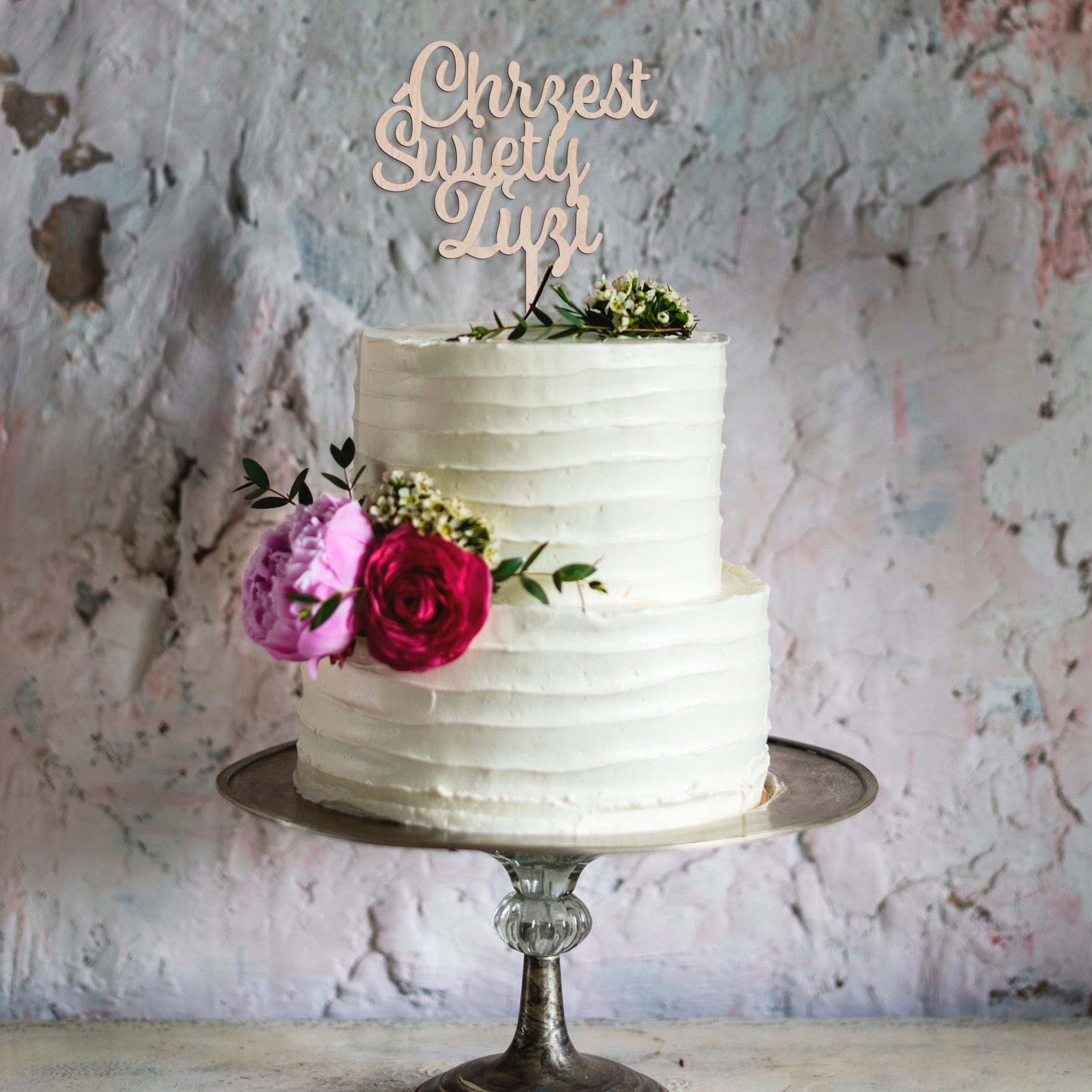 TOPPER NAPIS CHRZEST ŚWIĘTY DEKORACJA TORT CZARNY Marka Lovely Things