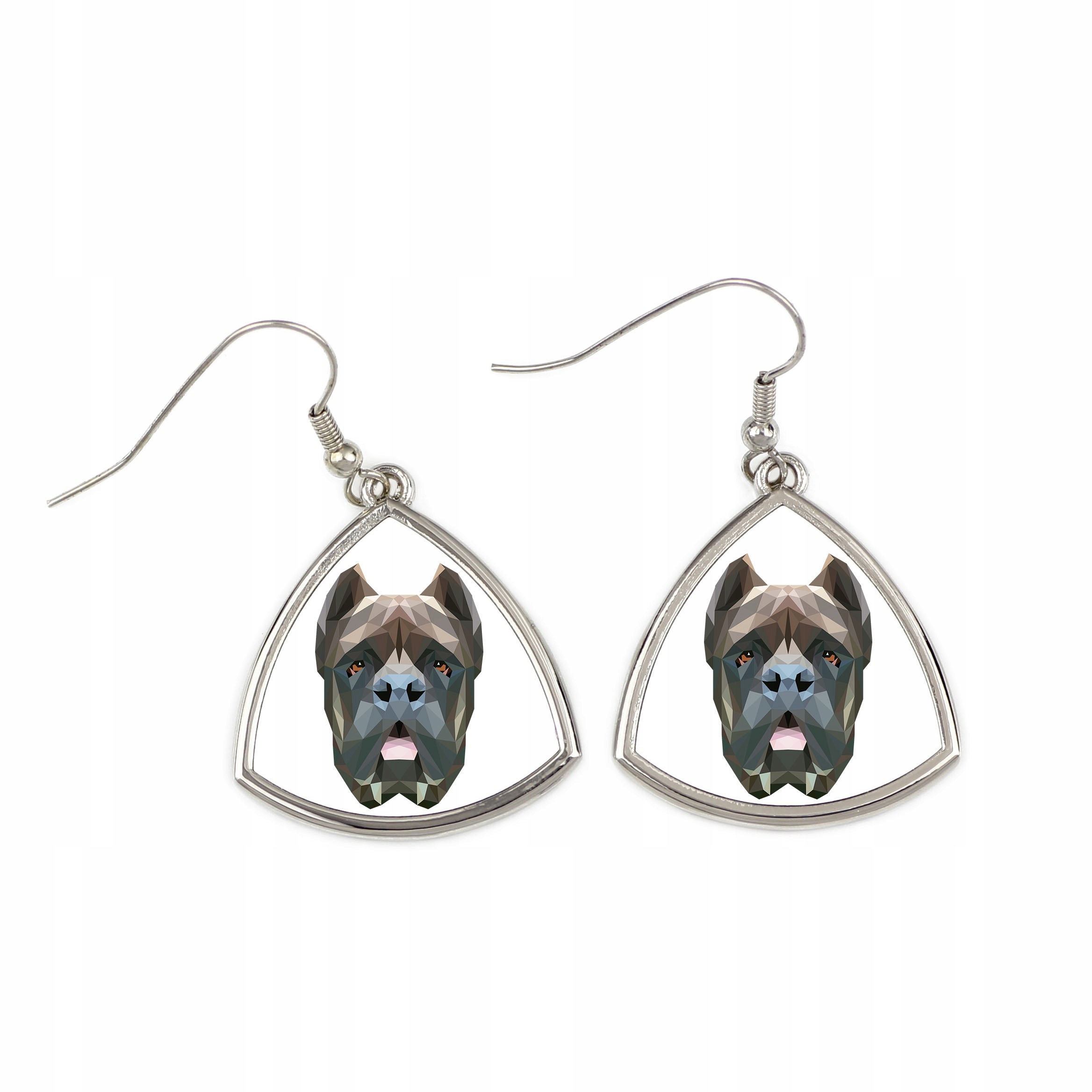 

Cane Corso Kolczyki z grafiką, pies geometryczny