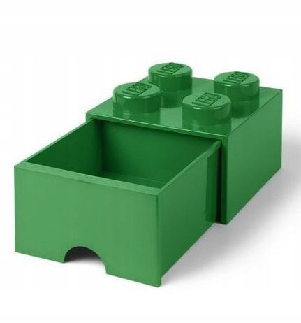 Lego Krabička Na stavebnice hračky 4 s zásuvkou, tmavě zelená barva