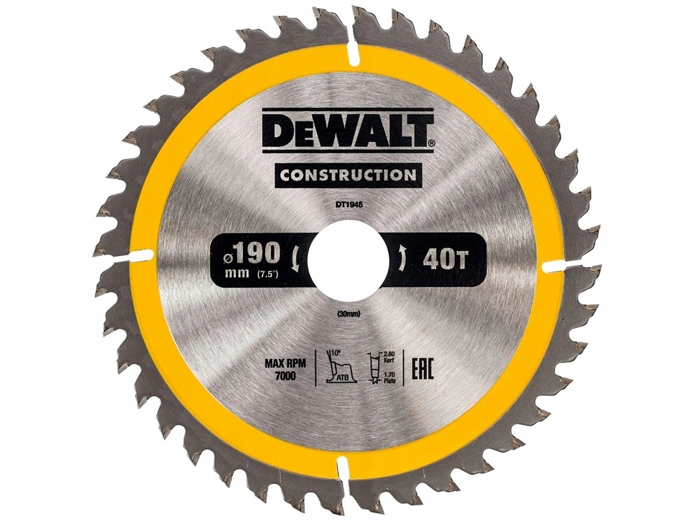 

Tarcza tnąca DeWalt DT1945-QZ 190 x 30 mm 40 zębów
