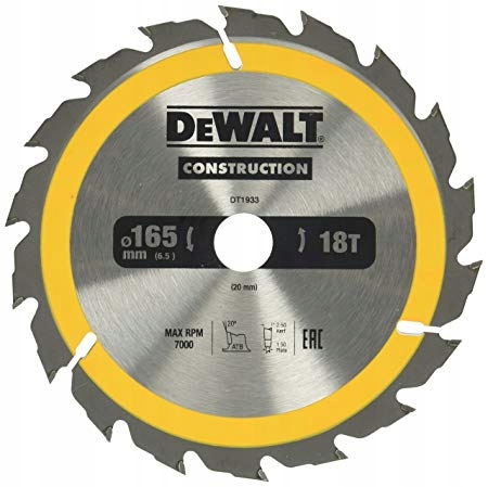 

DeWALT tarcza piła do drewna 165mm 20mm 18z DT1933