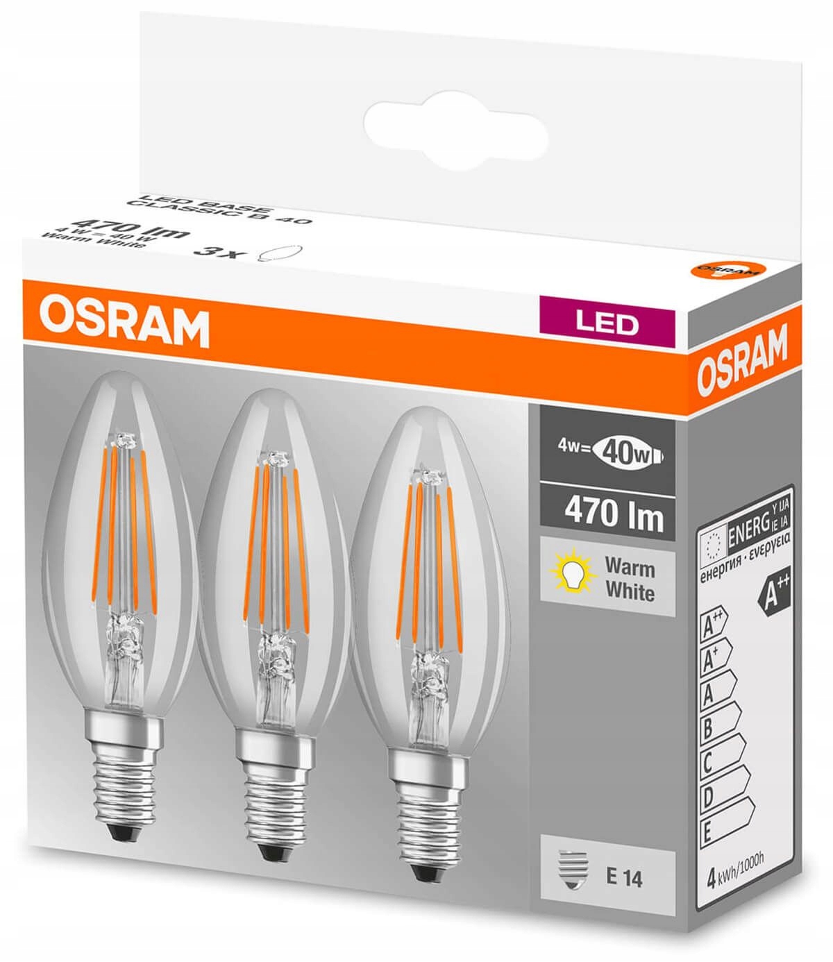 

Osram Żarówki Led Filament Świeca 4W 40W E14