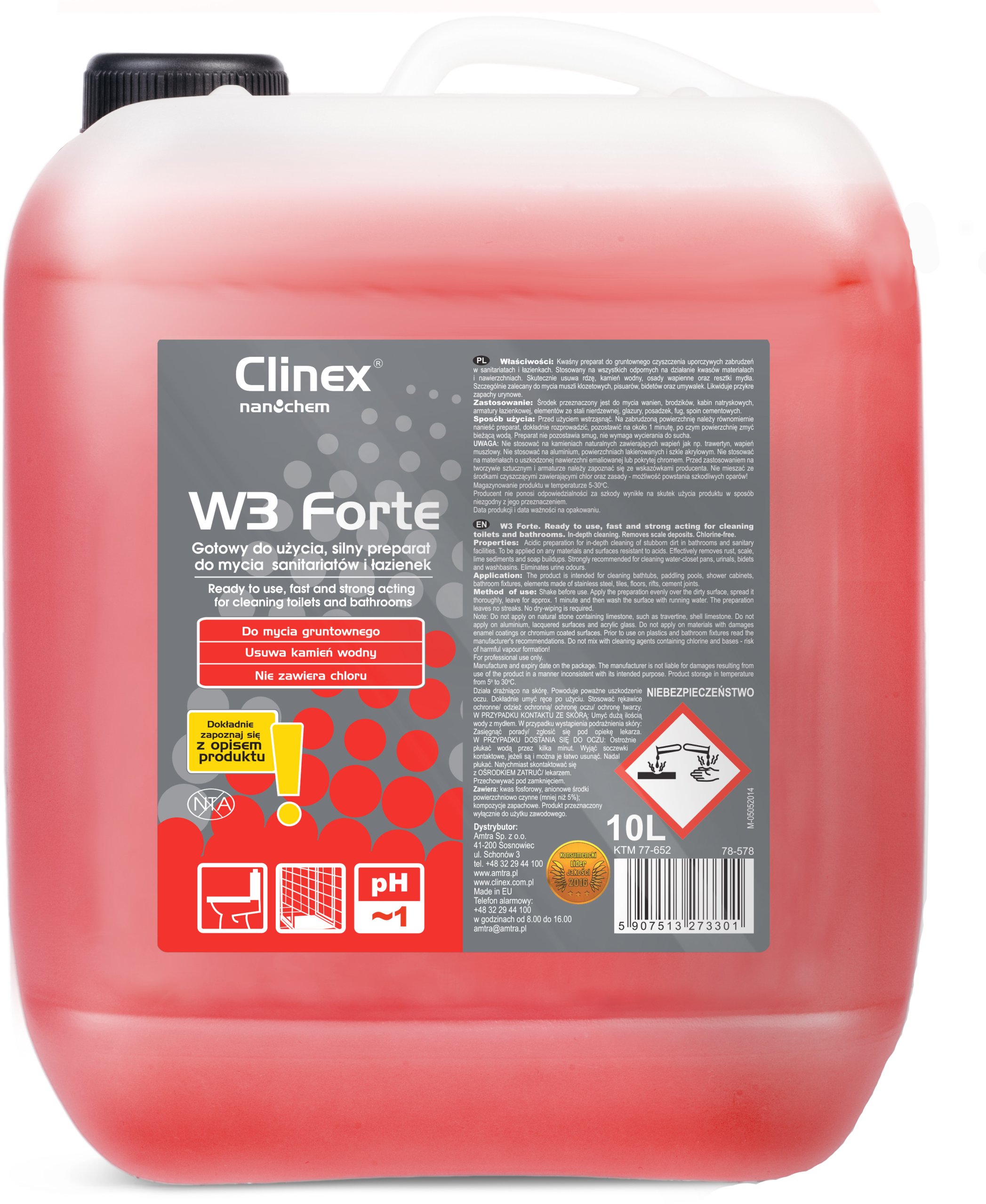

Clinex W3 Forte płyn do gruntownego mycia łazienek