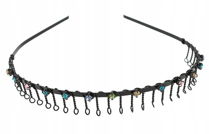 OPASKA DO WŁOSÓW CZARNA METALOWA GRZEBIEŃ CYRKONIE