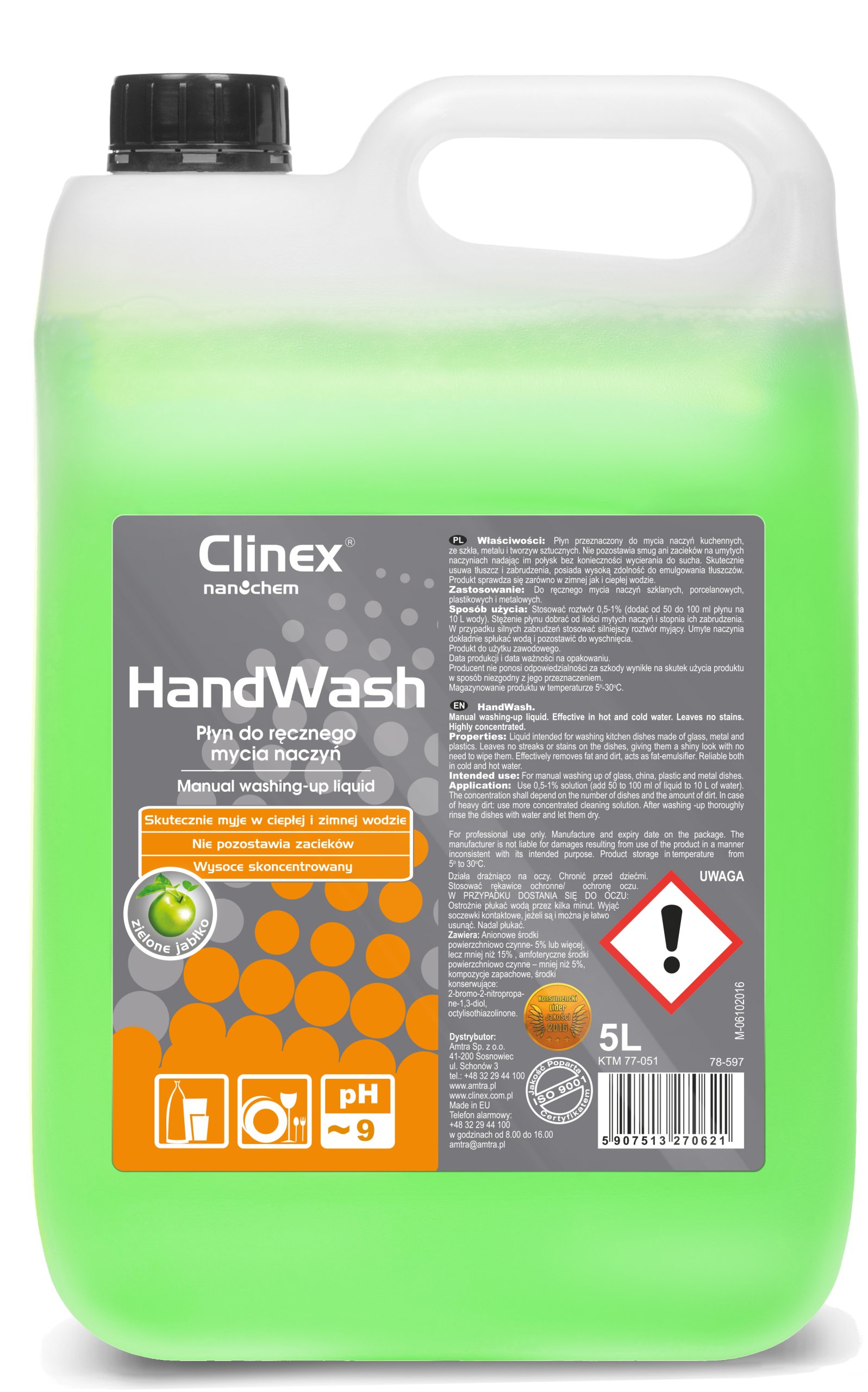 

Clinex HandWash płyn do mycia naczyń Wydajny! 5l