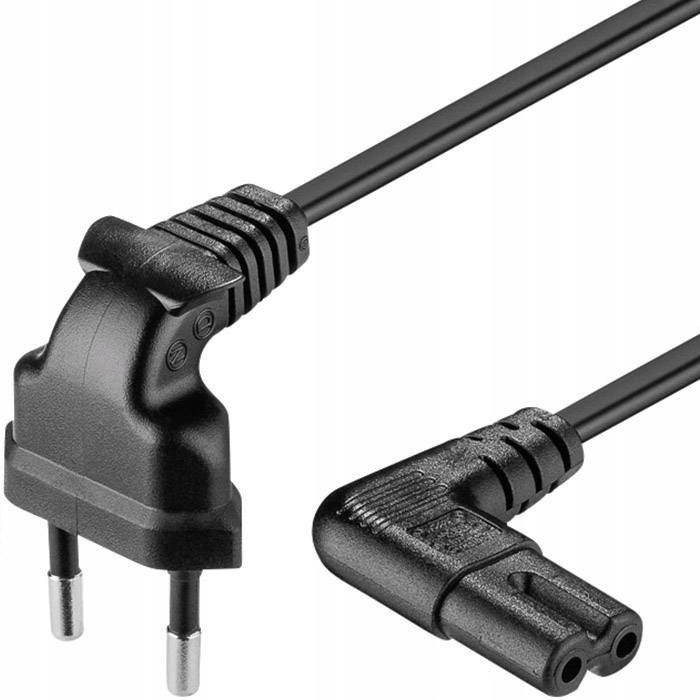 

Kabel zasilający kątowy 1m Euro/C7 ósemka czar. Hq