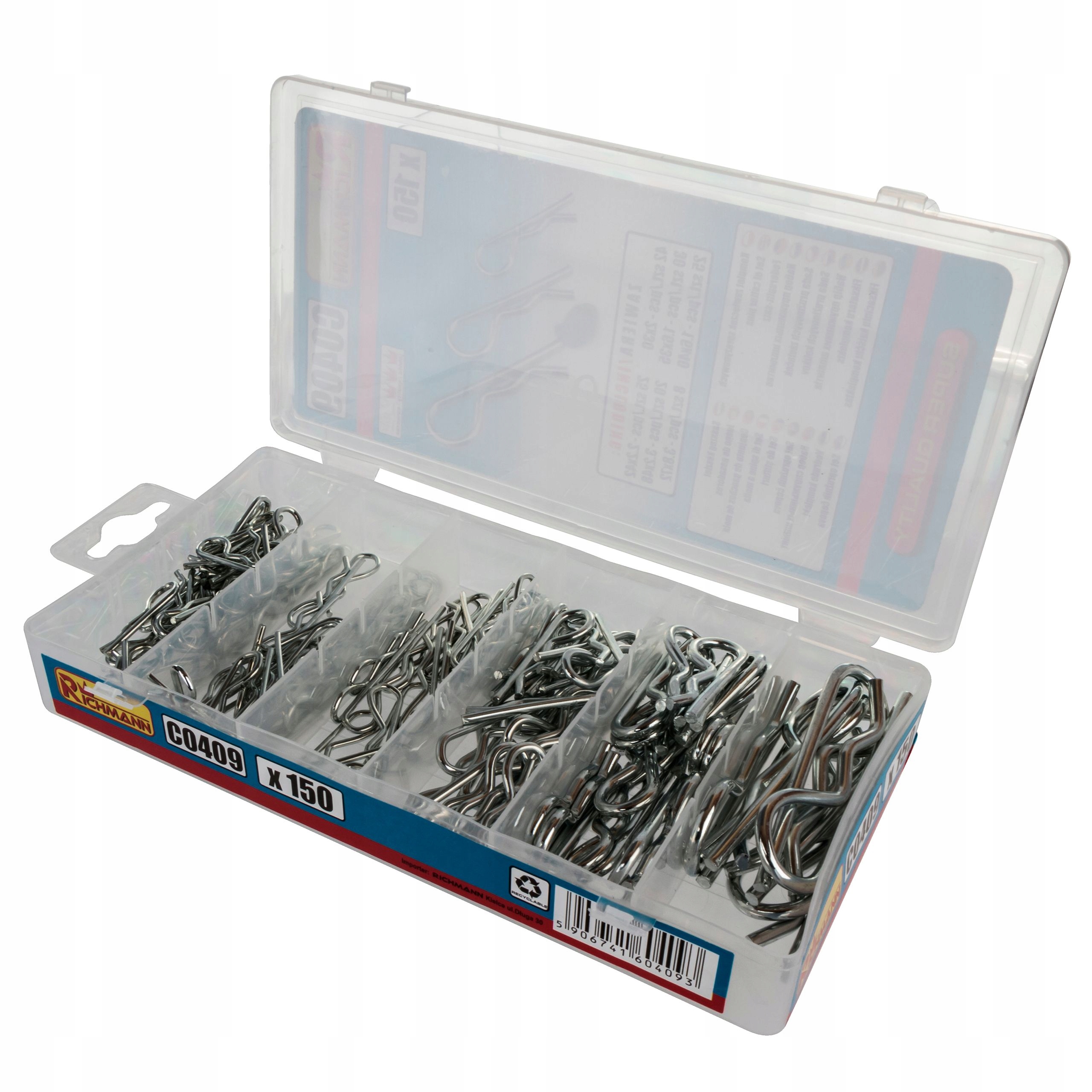 

Zestaw zawleczek sprężynowych 150 sztuk 1.6-3.8mm