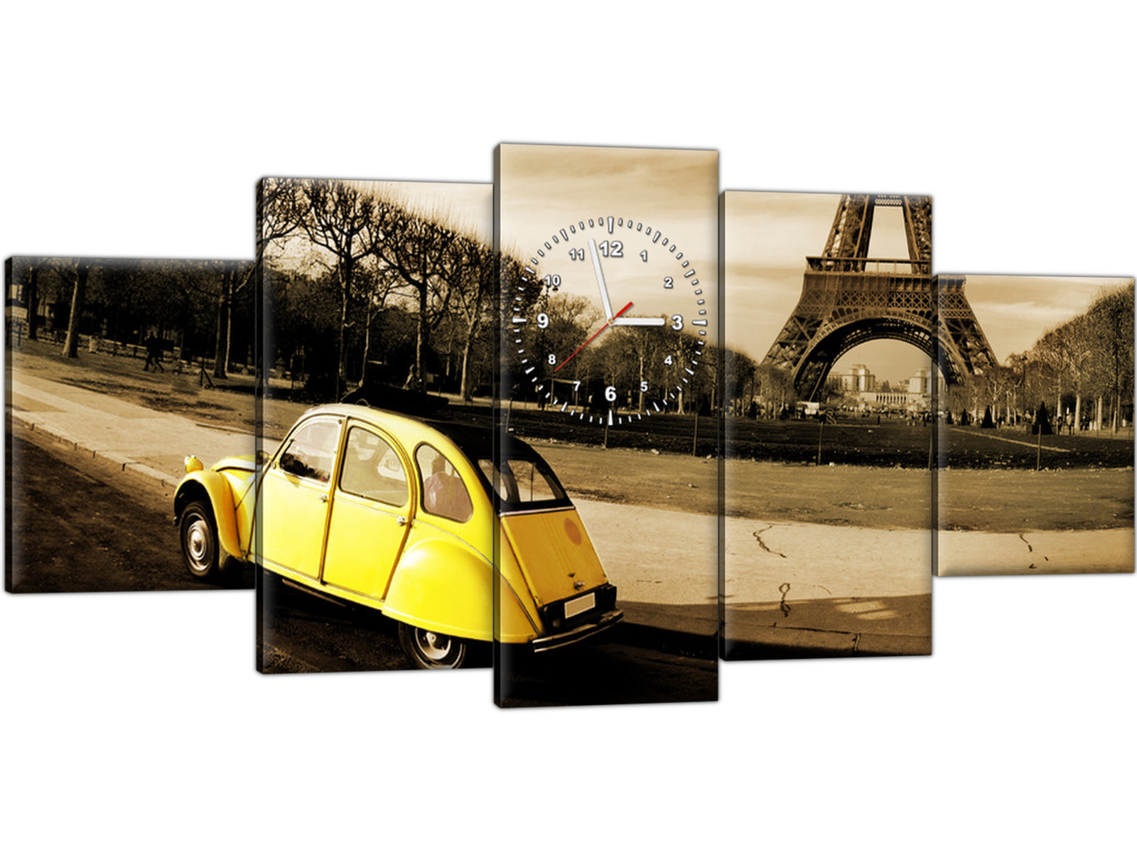 

Zegar ścienny 150x70 Wieża Eiffla Żółty Garbus