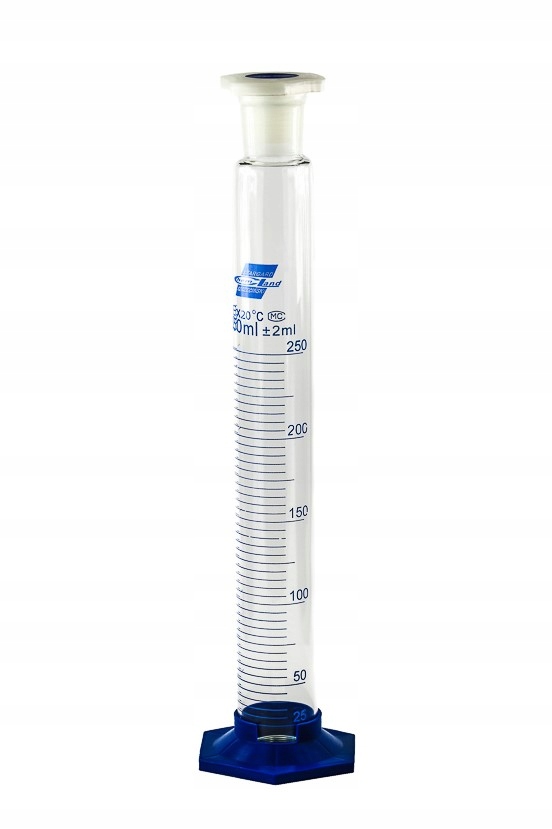 

Cylinder miarowy szklany z korkiem 250 ml stopa Pp