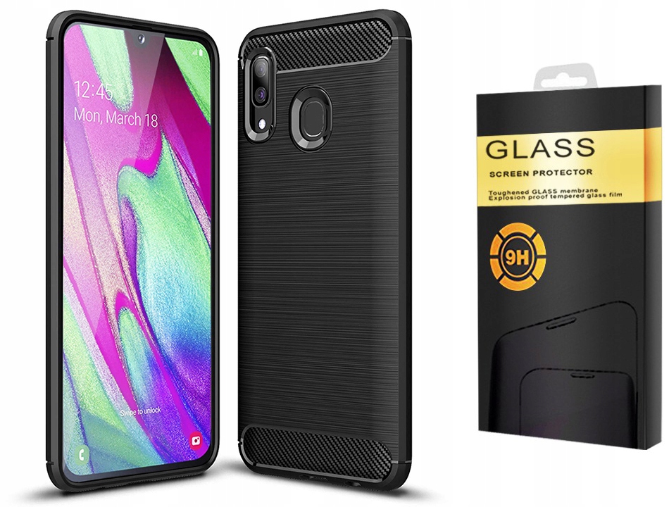 

Etui Pancerne Carbon Do Samsung Galaxy A40 Szkło