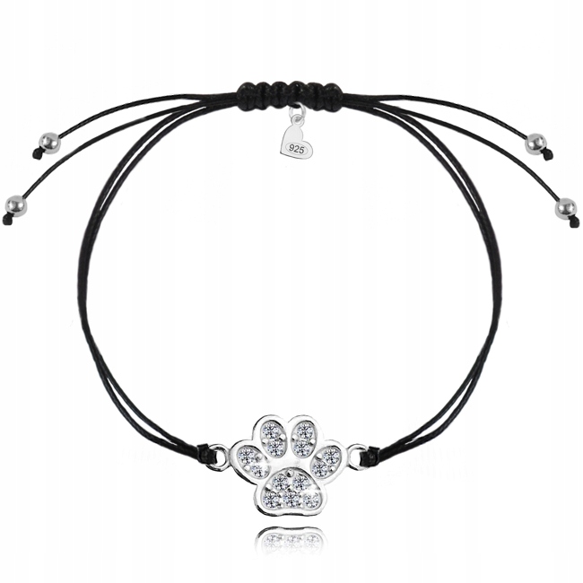 

Bransoletka srebrna black Łapka i Swarovski