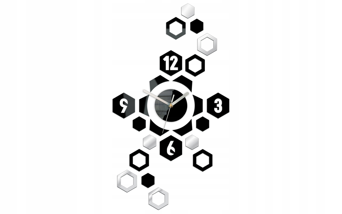 

Zegar Ścienny Ultra Cichy Hexagon Czarny