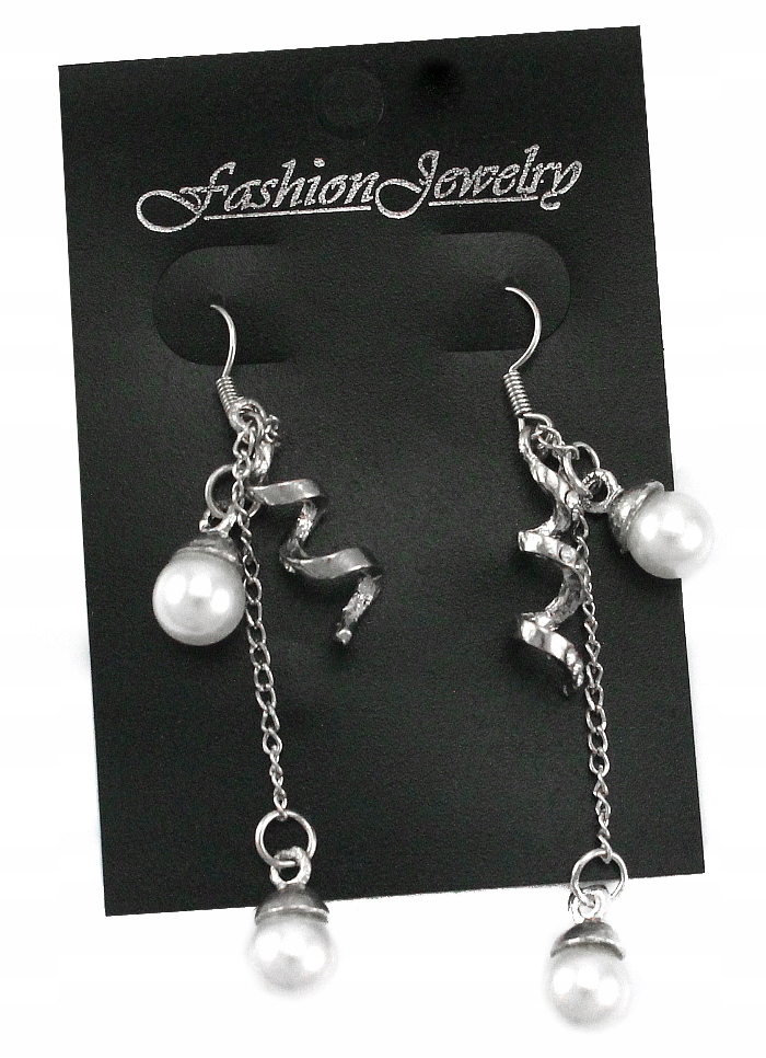 

Srebrne Kolczyki Spiralki Łańcuszki Z Perełkami