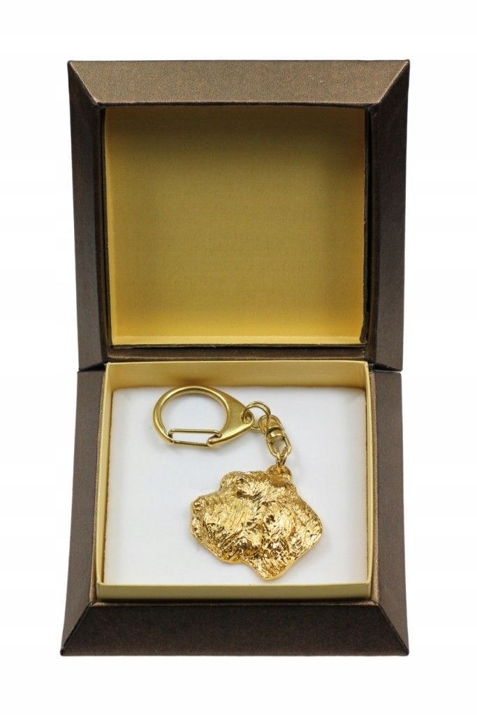 

Basset Pozłacany brelok w pudełku