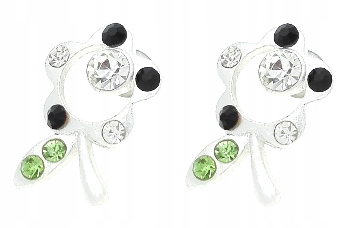 

Kolczyki kwiaty kwiatuszki srebrne czarne flowers