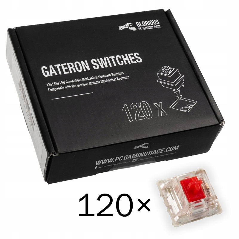 Glorious Gateron Red Mechanické spínače pro klávesnici 120 ks