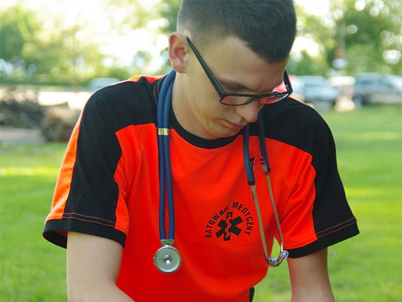 Markowa Koszulka FLUO RATOWNIK SANITARIUSZ LEKARZ Dekolt okrągły