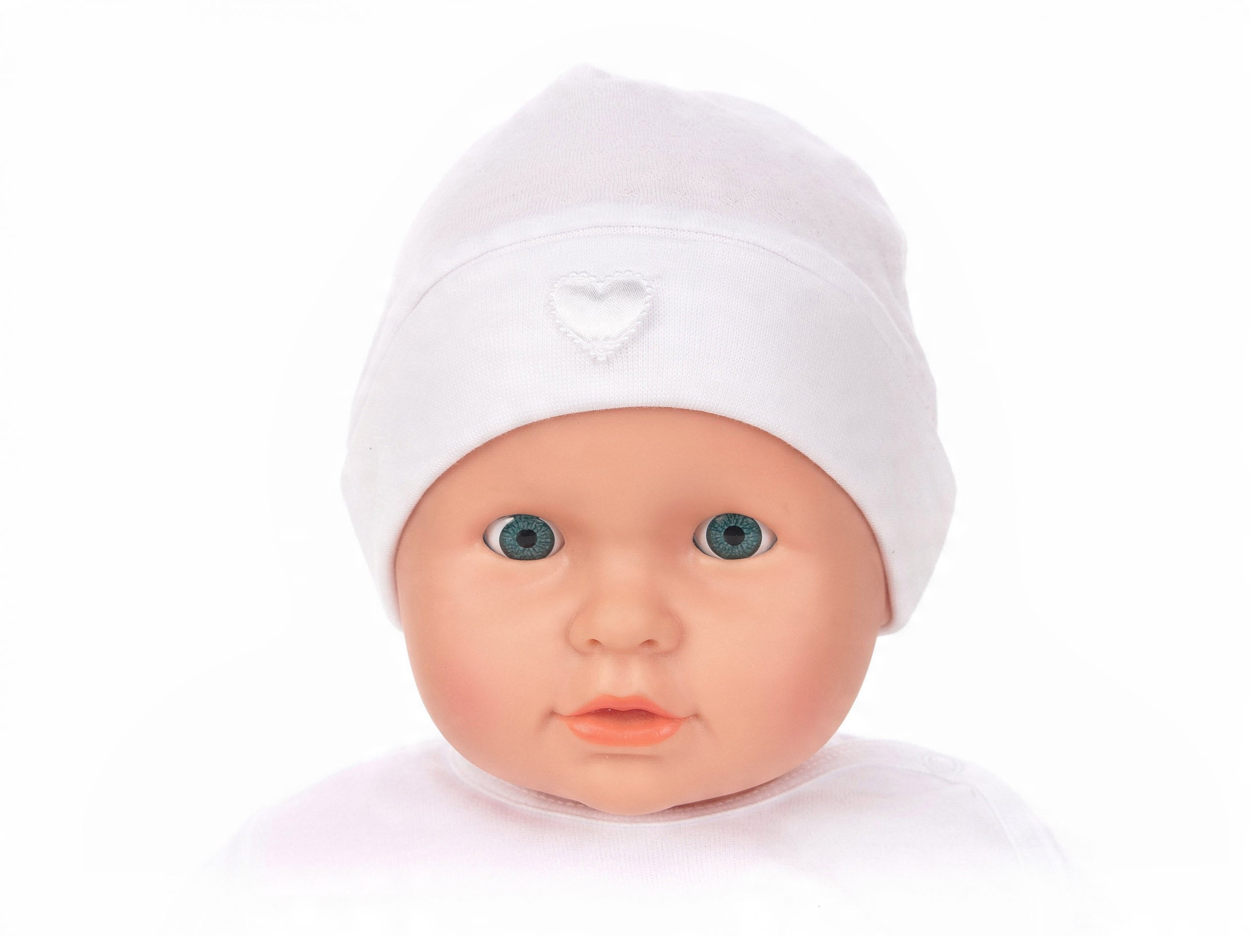 

Czapka Niemowlęca do Chrztu z Serduszkiem r 38-40
