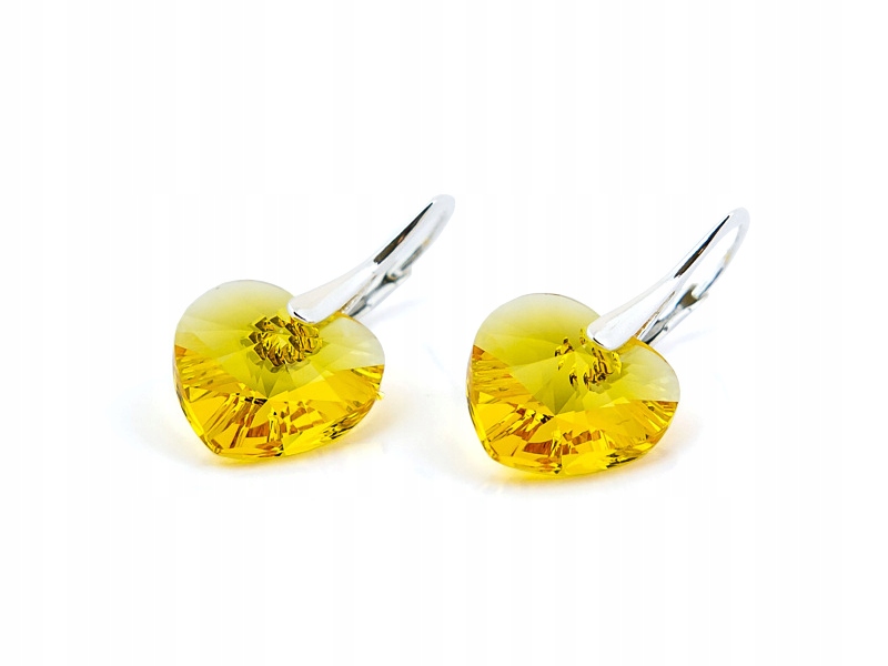 

Srebrne Kolczyki 925 z kr. Swarovski Serca 14 Sunf