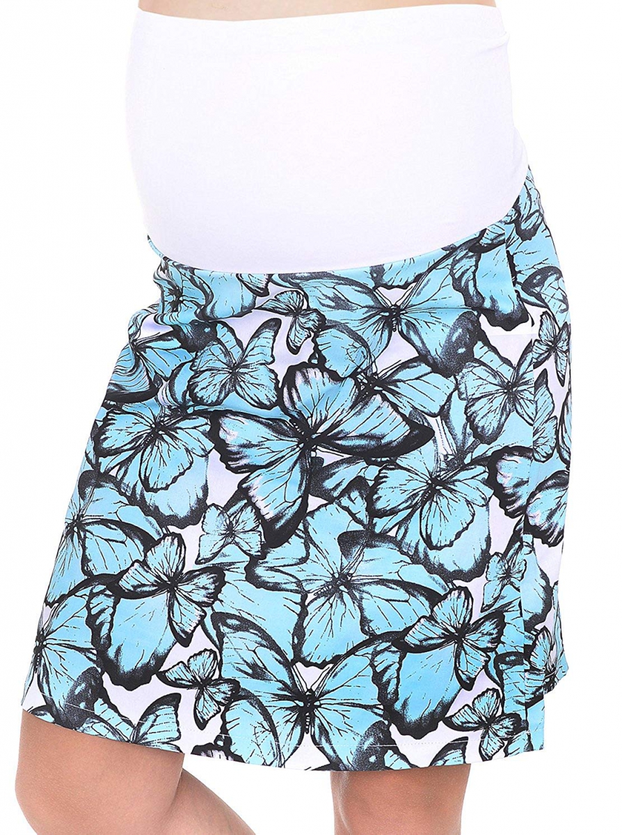 Tehotenská sukňa s motýľmi tyrkysová XL
