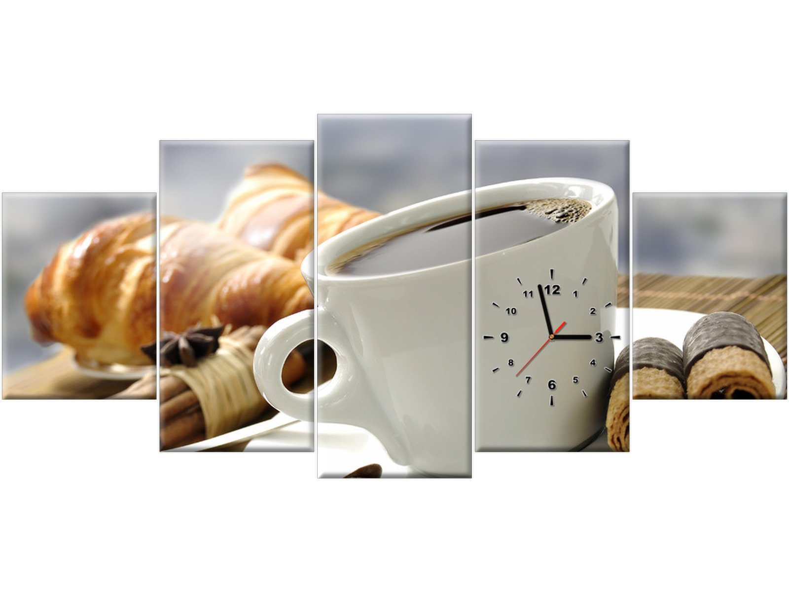 

Zegar ścienny 150x70 Filiżanka Kawy Croissant