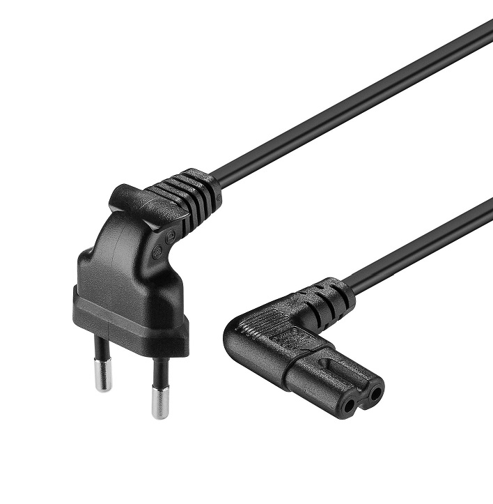 

Kabel zasilający euro kątowy C7 ósemka 2m czarny