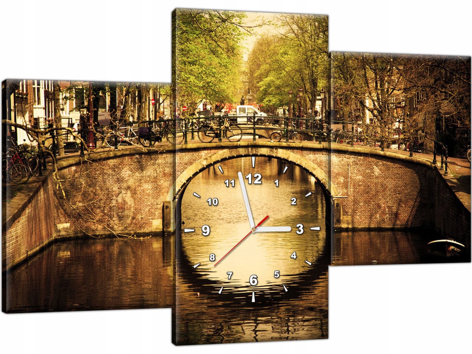 

Obraz z zegarem Most Rzeka 90x60 Amsterdam salon