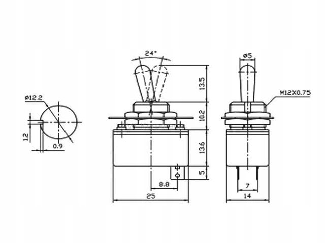 Przełącznik ON/OFF dzwigniowy 4A 125VAC, 2A 250VAC Kod producenta 00989