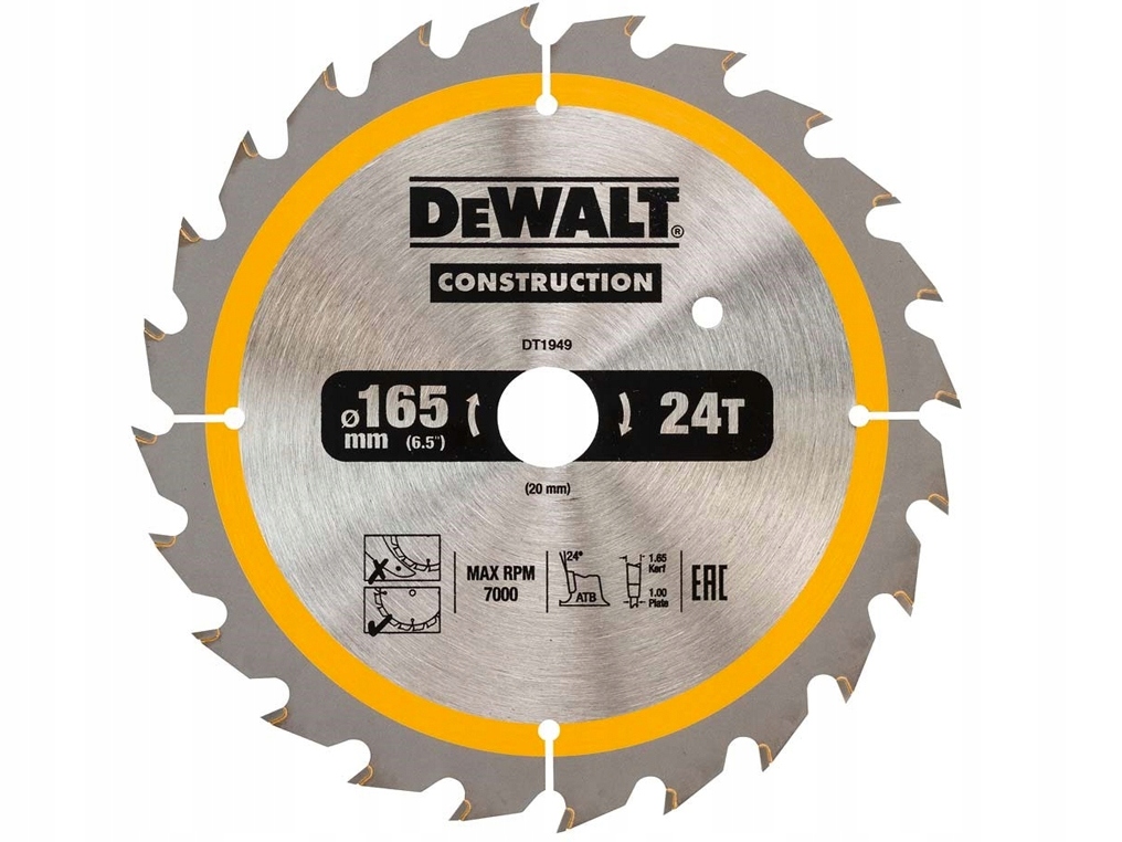 

DeWALT tarcza piła do drewna 165mm 20mm 24z DT1949