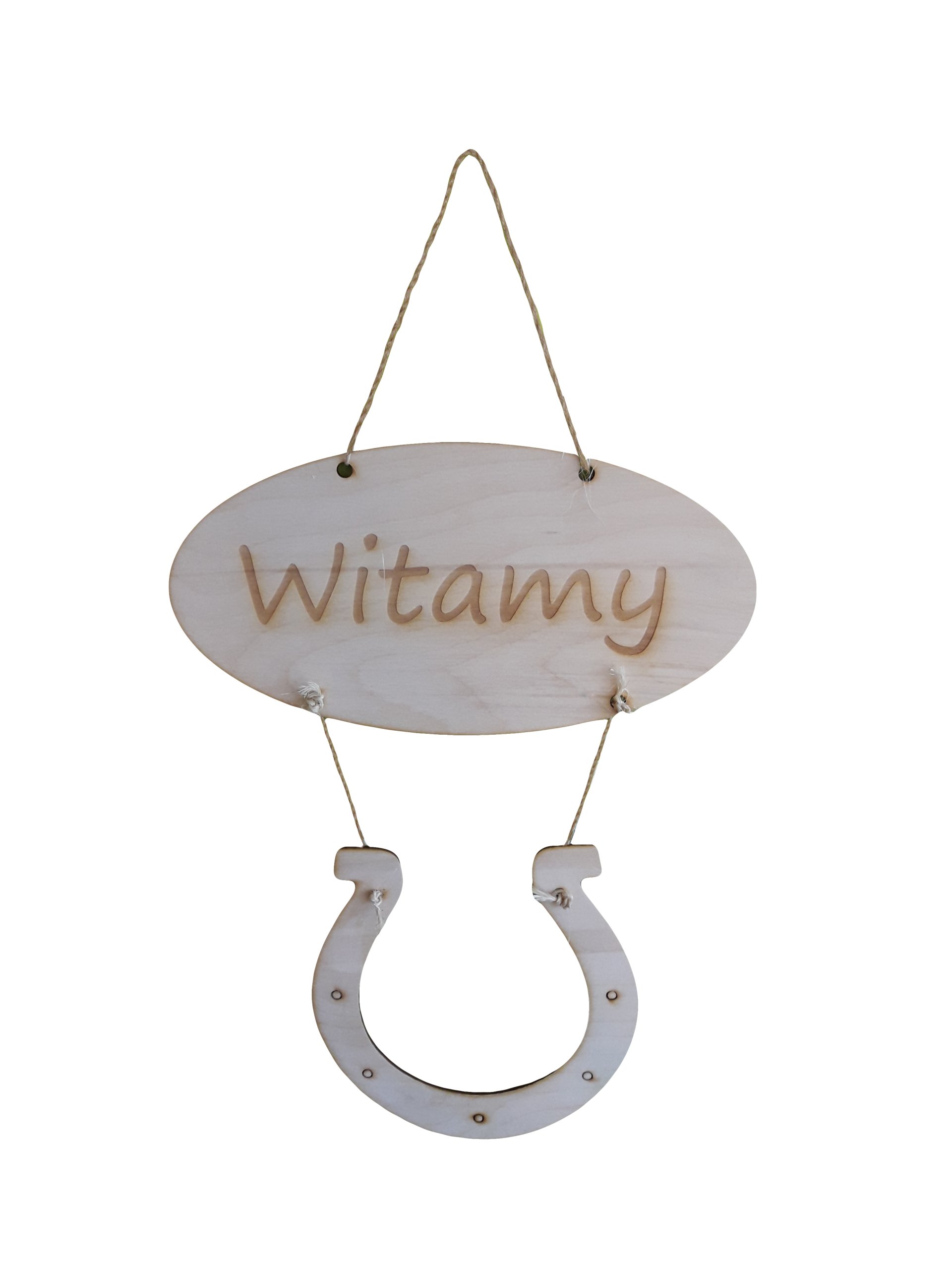 zawieszka na ścianę drzwi witamy podkowa witacz