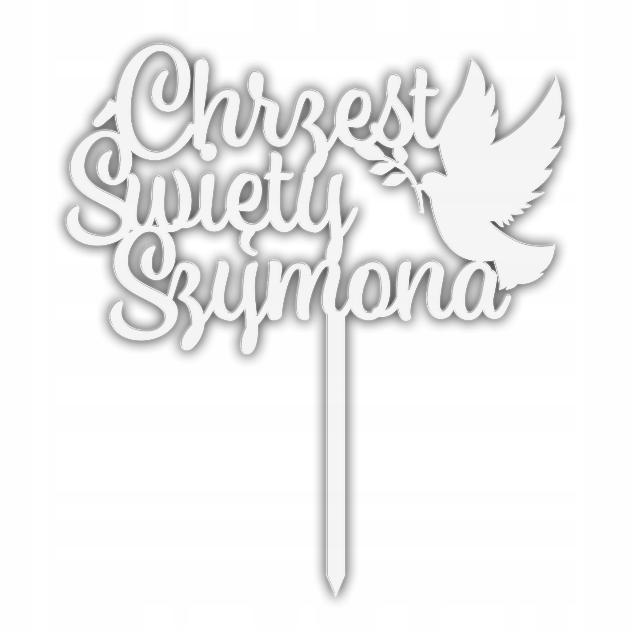 DEKORACJA TOPPER TORT CHRZEST ŚWIĘTY NAPIS BIAŁY Motyw personalizowany