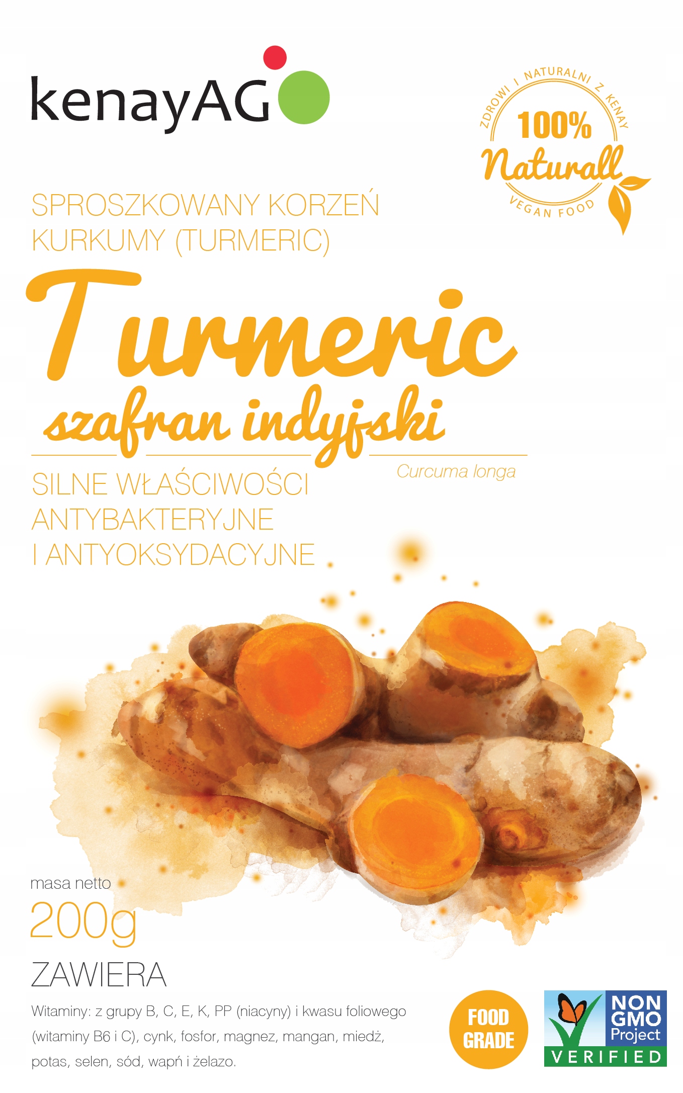 

Kurkuma Organiczna Eco Sproszkowany Turmeric 200