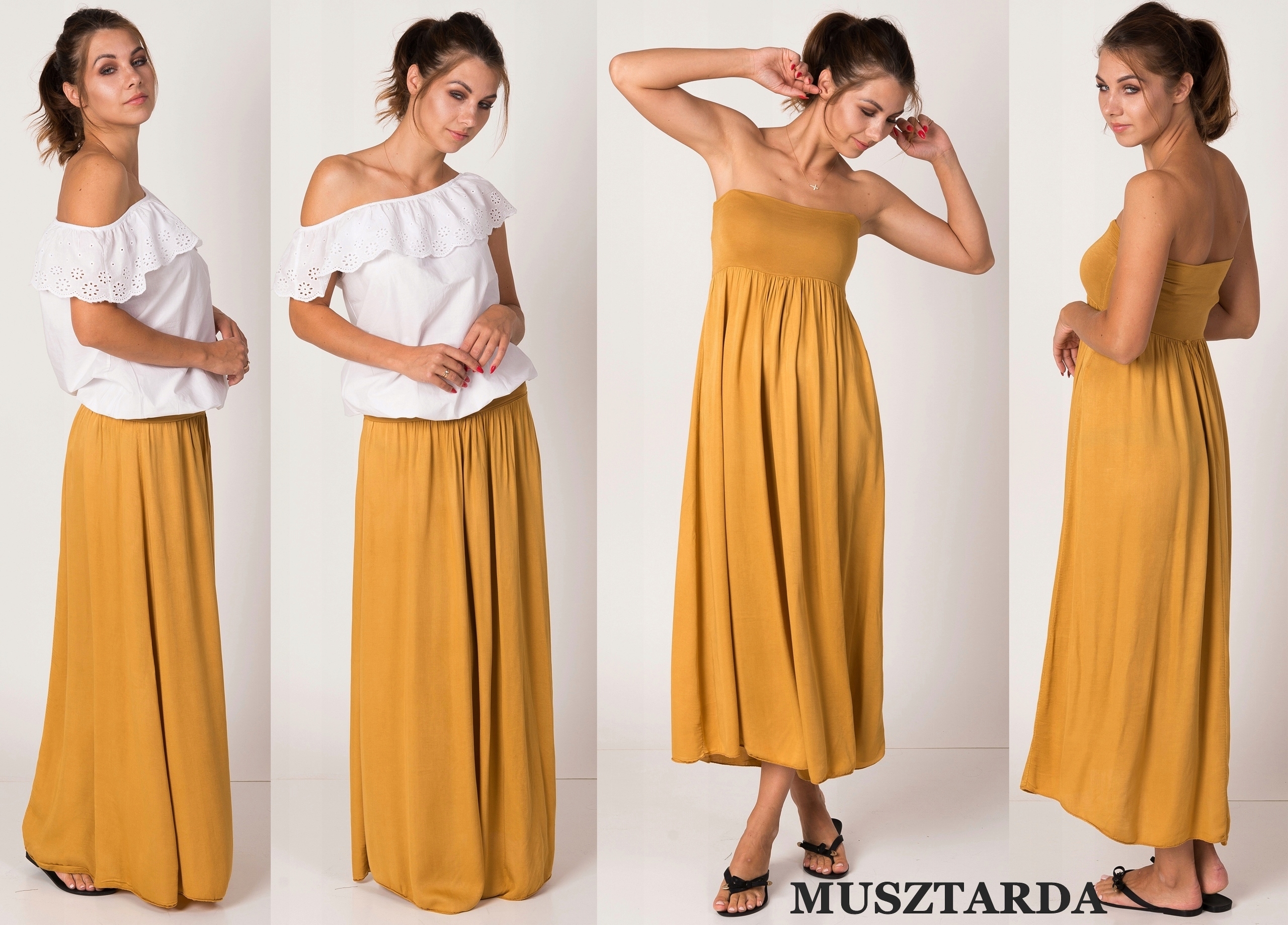 Letnia Włoska SPÓDNICA - SUKIENKA 2w1 KOLORY Wzór dominujący bez wzoru