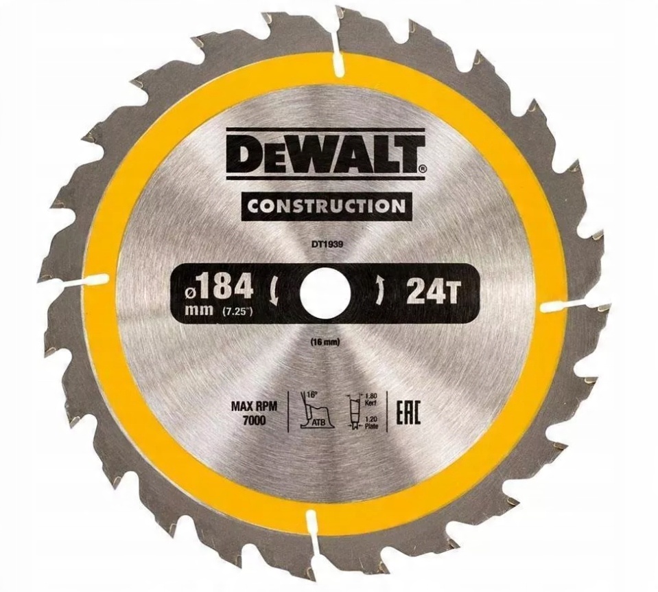 

DeWALT tarcza piła do drewna 184mm 16mm 24z DT1939