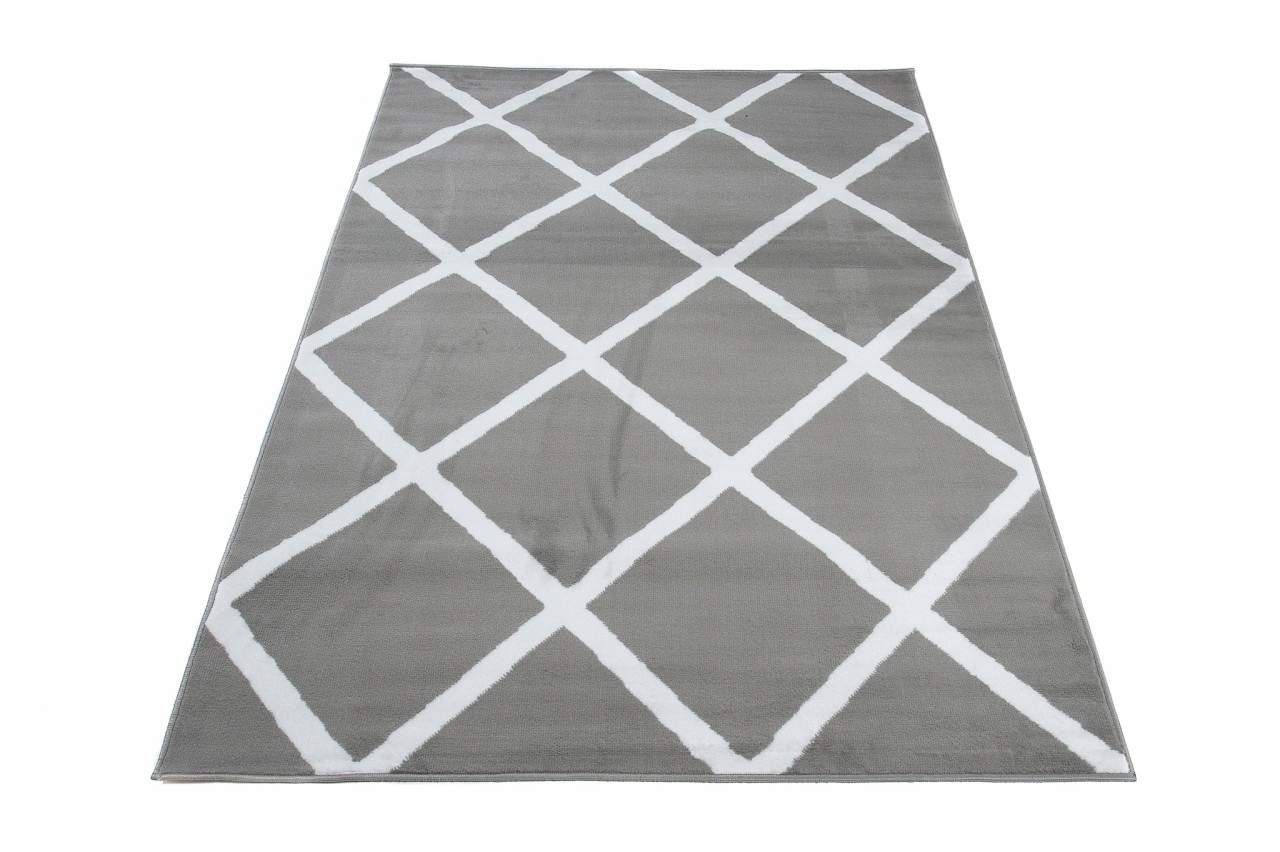 

Dywan Luxury Szary Miękki Bcf 250x350 Kratka