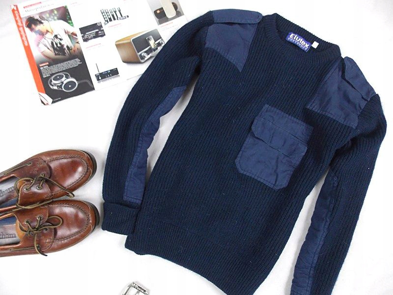 ELUTEX SWETER MESKI PAGONY WEŁNA 54 Dekolt okrągły