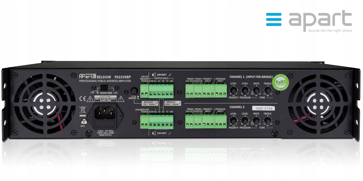 WZMACNIACZ CYFROWY 2-KANAŁOWY APART AUDIO PA2240BP Marka Apart