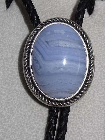 

Bolo krawat western Agat Paskowany Niebieski skóra