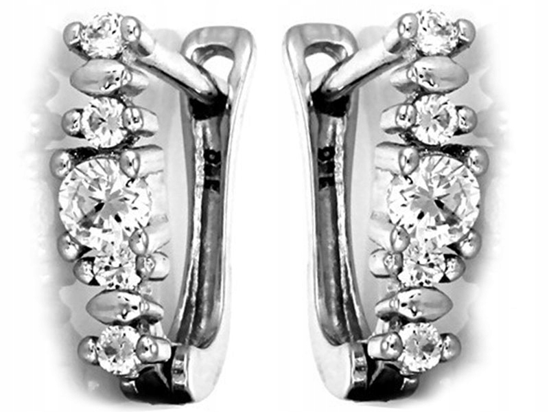 

925 Srebrne Angielskie Kolczyki Przecinki Kamienie