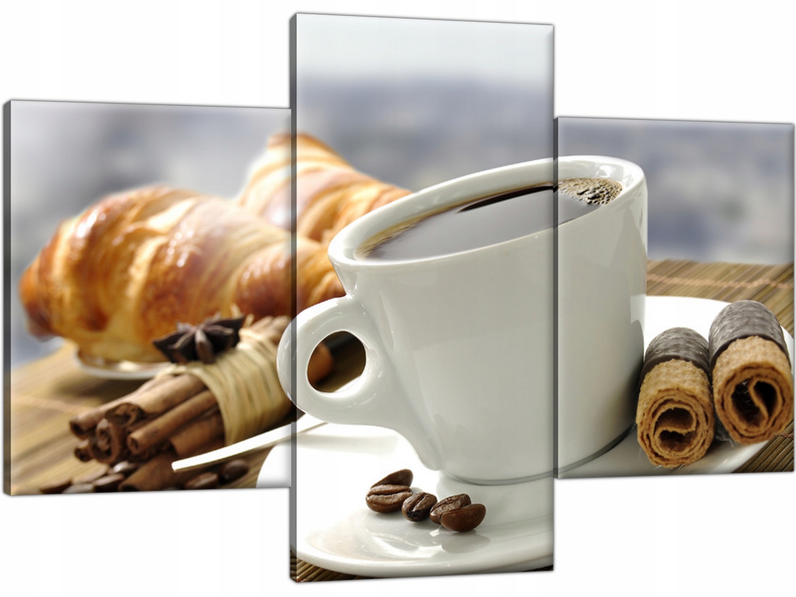 

Obraz na płótnie Kawa Croissant 90x60 cm do kuchni